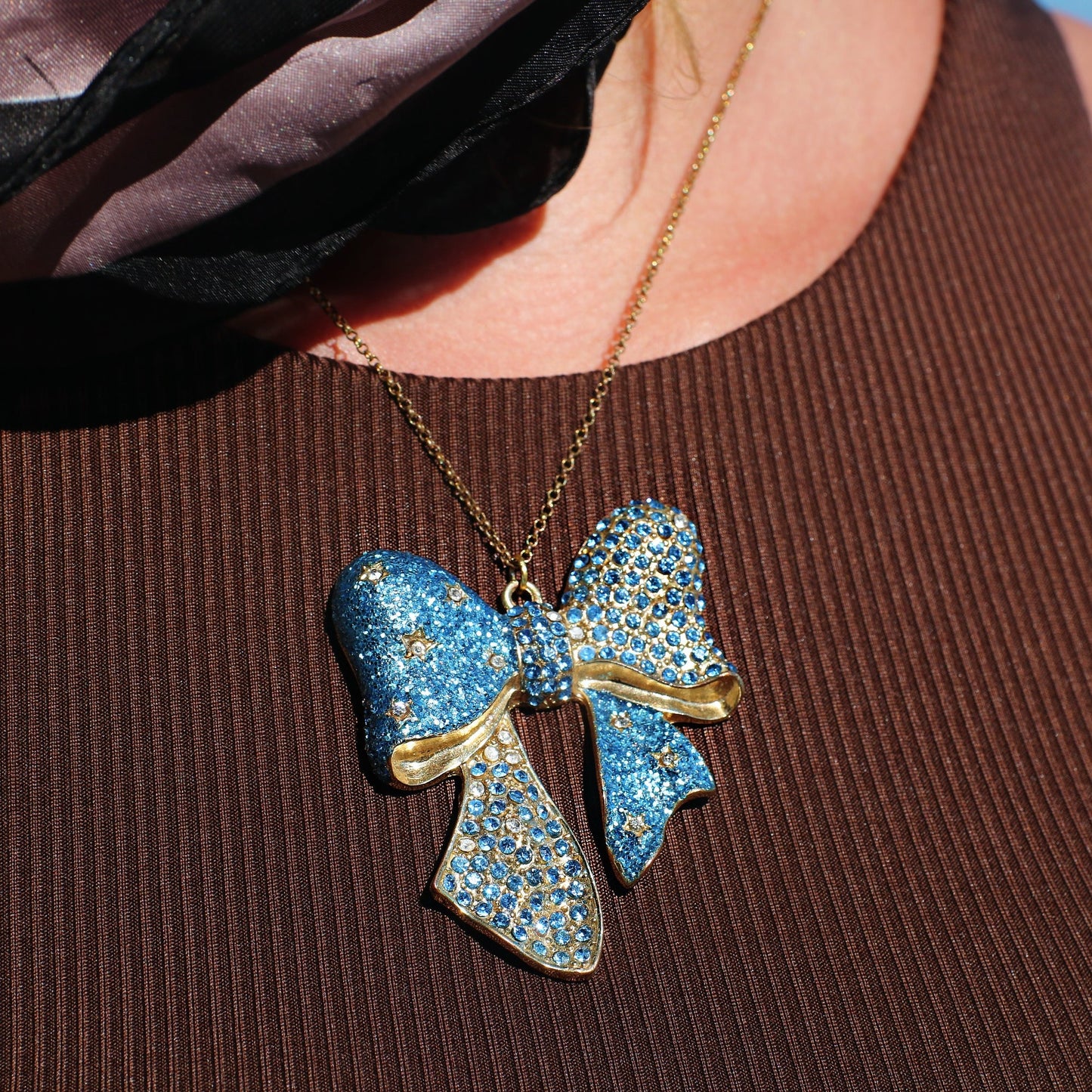 Big Blue Bow Necklace