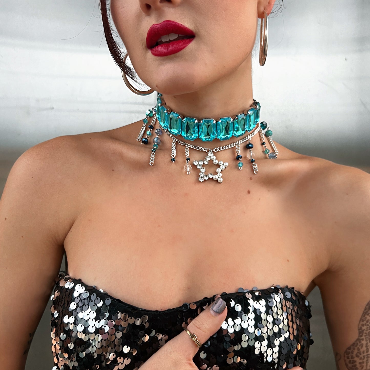 Aquamarine Diamond Choker